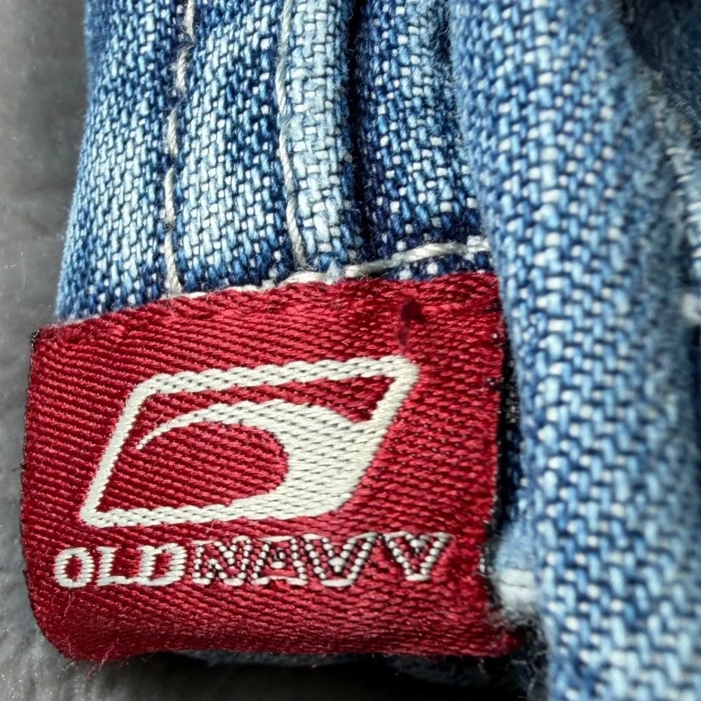 Vintage Old Navy Girls Size 16 Wide Leg Cargo Jeans Blue Denim Y2K Baggy Utility